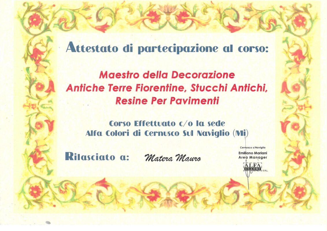 ceertificato imbianchino mauro